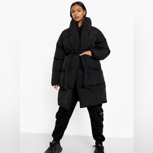 LONGLINE WRAP BELTED PUFFER JACKET